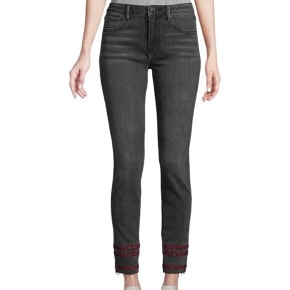 Driftwood Black Jackie Embroidered Stripe Skinny Jeans‎ Size 27 - Picture 2 of 9